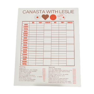 LARGE CANASTA PAD WITH SCORING & SPECIALS