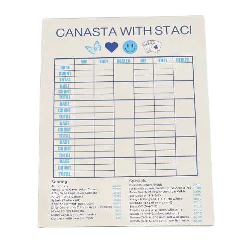 LARGE CANASTA PAD WITH SCORING & SPECIALS